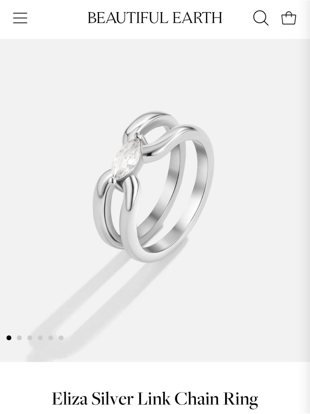 Eliza Silver Link Chain Ring - Silver - Size US 6